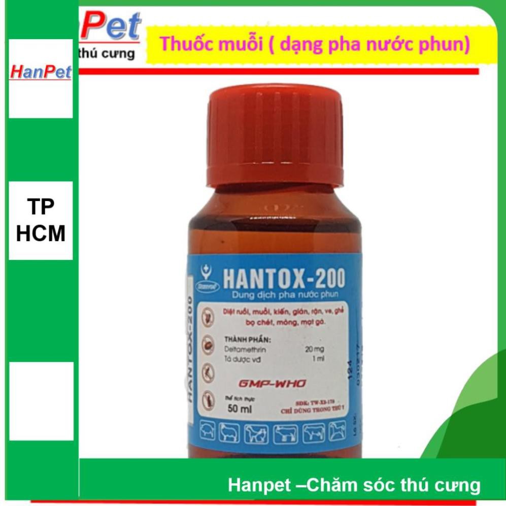 Hanpet.GV- Thuốc muỗi, ruồi, kiến, gián HANTOX 50ml,- dạng pha nước phun- 316- 10071LV