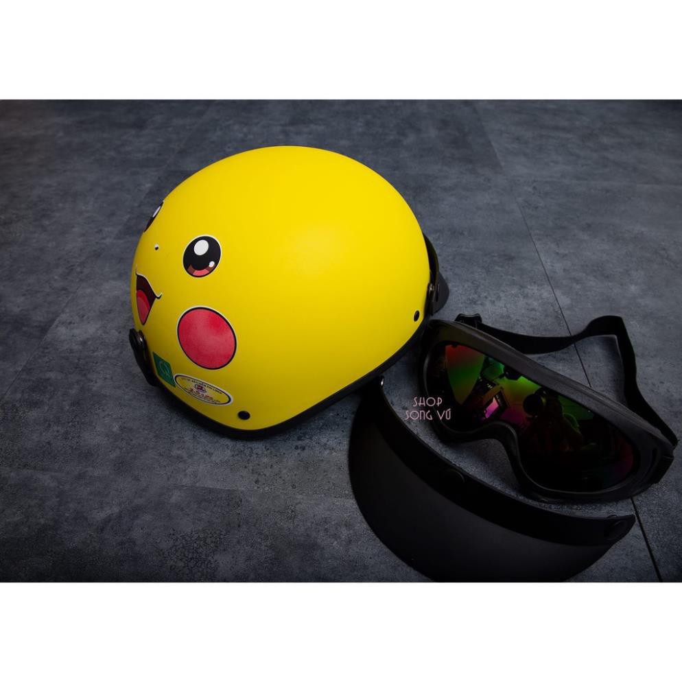 Mũ Bảo Hiểm Pikachu tặng Kính phượt UV 7màu _Pikachu K.T.. - ASA HELMETS