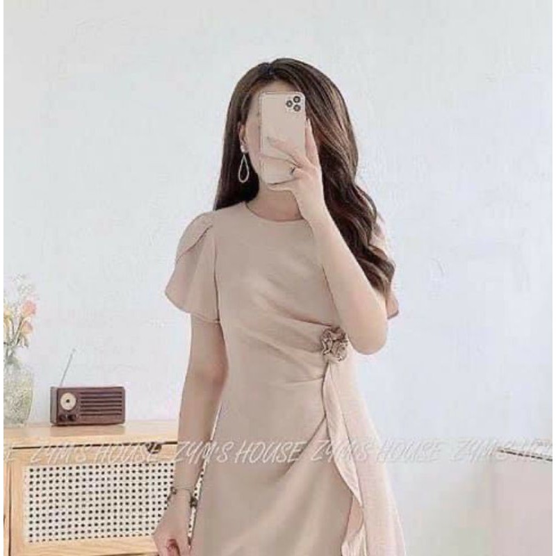 váy đũi nude hoa hồng cho phái đẹp