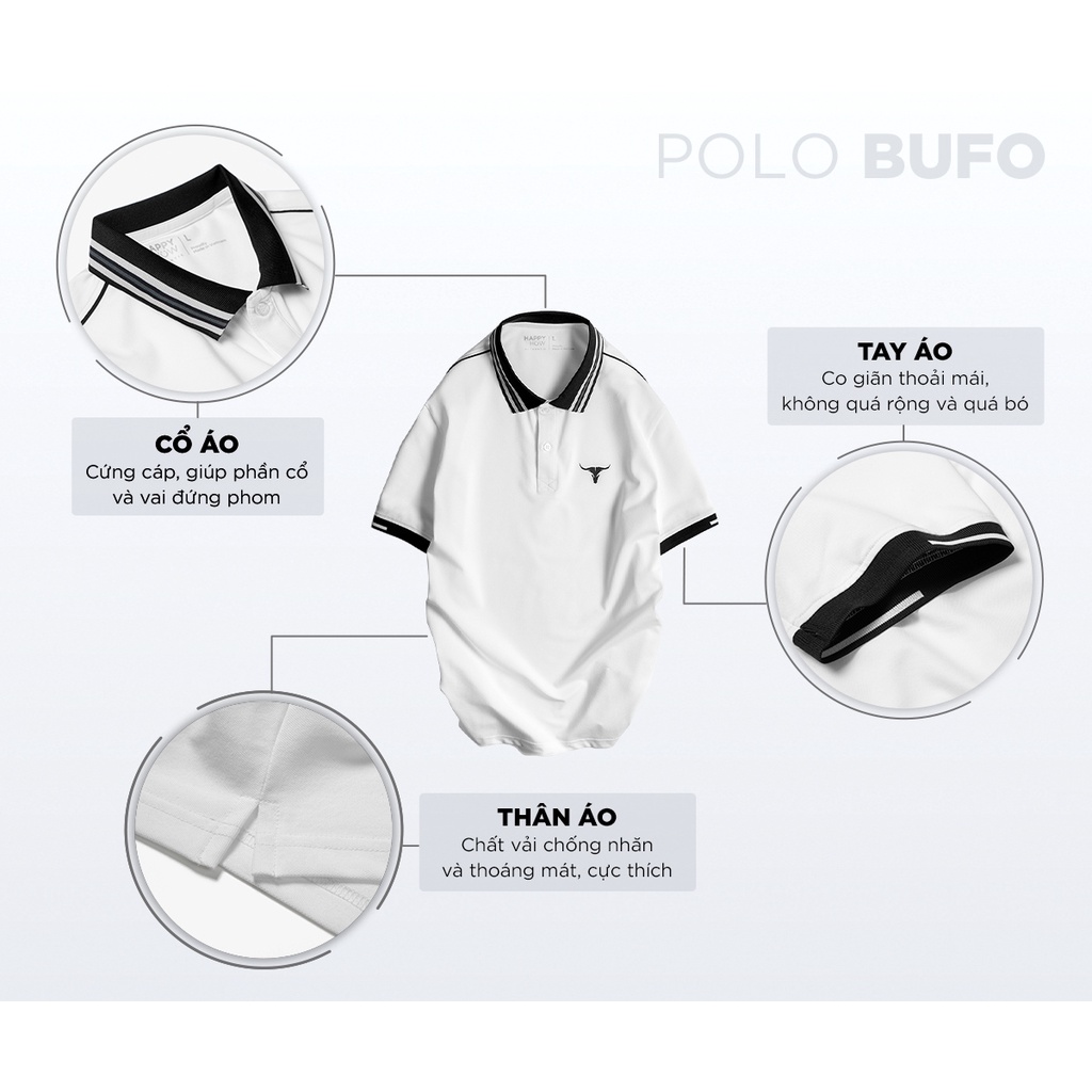 Áo thun Polo nam cổ bẻ BUFO vải Cotton cá sấu, xuất xịn chuẩn form, sang trọng, thanh lịch - HAPPYHOW