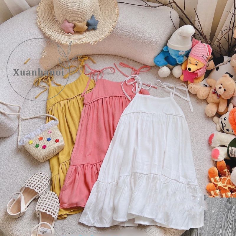 Váy bé gái maxi đuôi cá 2 dây chất đũi siêu mềm mát size nhỡ 20-32kg XHN974