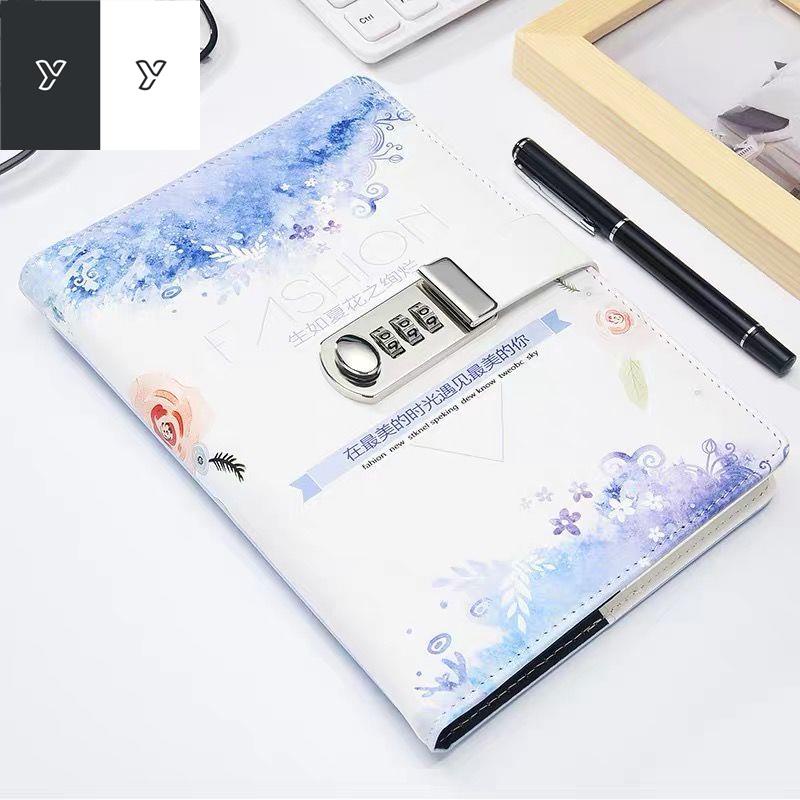 ﹊☫❐Sổ tay văn phòng phẩm có khóa mật khẩu dày Hàn Quốc học sinh tiểu nhật ký nhỏ nữ tươi trẻ đa chức năng