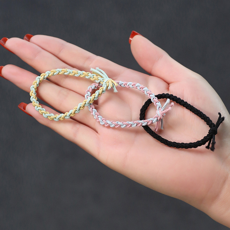 Dây cột tóc dệt thủ công phong cách Hàn Quốc INS đầy màu sắc cổ điển cho nữ