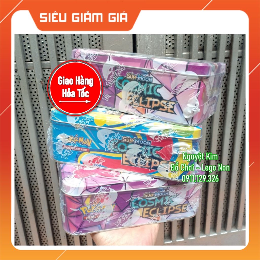 Thẻ Bài Pokemon Hộp Sắt Nắp Rời Hàng Siêu Chuẩn Đẹp - Size 3 Loại Đẹp 80 Thẻ Bài Và 3 Túi Thẻ Vip