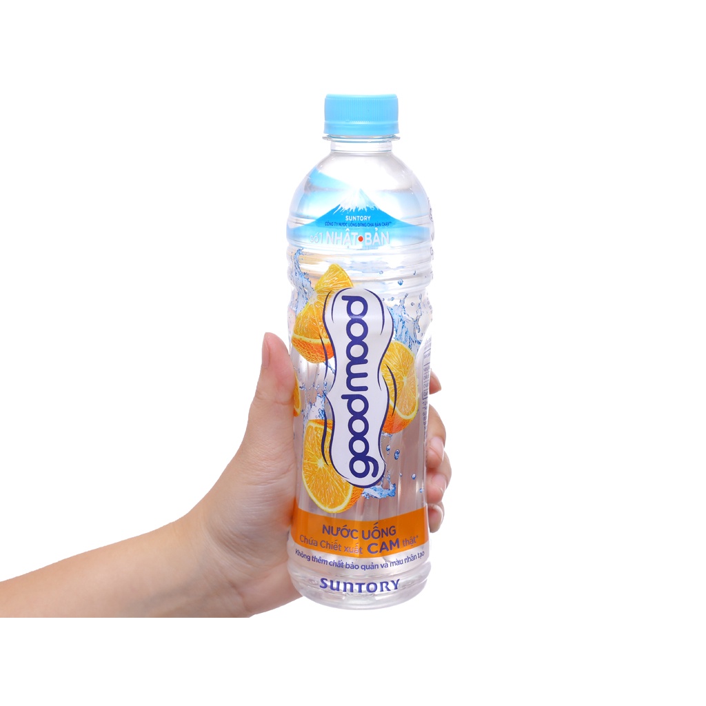 Lốc 6 chai Nước uống chứa chiết xuất cam thật Good Mood 455ml