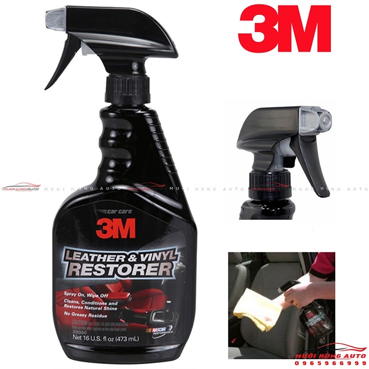 3M LEATHER & VINYL RESTORER 473ML, Dung Dịch Vệ Sinh Bảo Dưỡng Nội Thất Ô tô