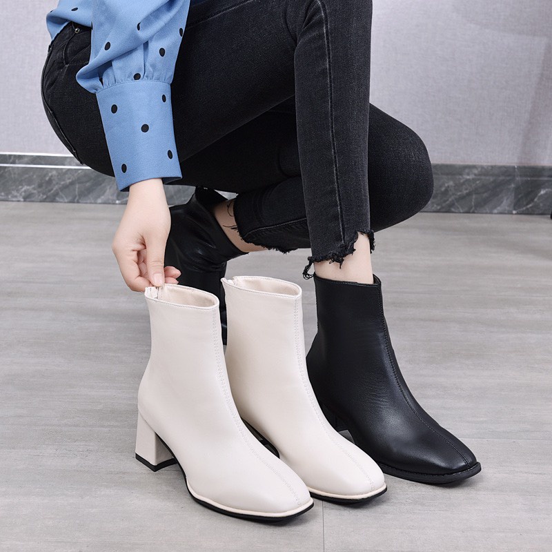 XẢ KHO (S159) Bốt nữ cao cổ da lì sần gót 6 phân (mã 603-bốt)