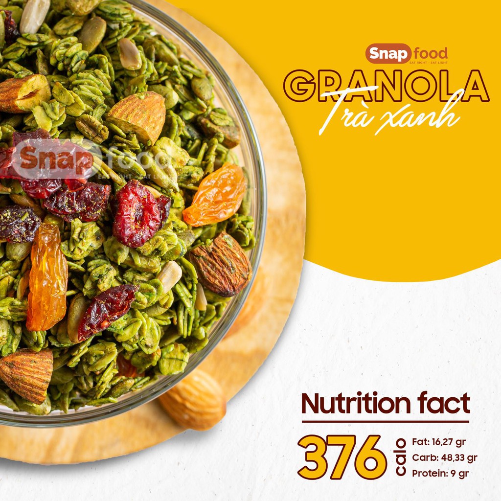 [SNAPSN002 Giảm giá 15%] Ngũ cốc GIẢM CÂN - Ngũ cốc ăn liền GIẢM CÂN  EATCLEAN - Granola vị matcha (500gr)