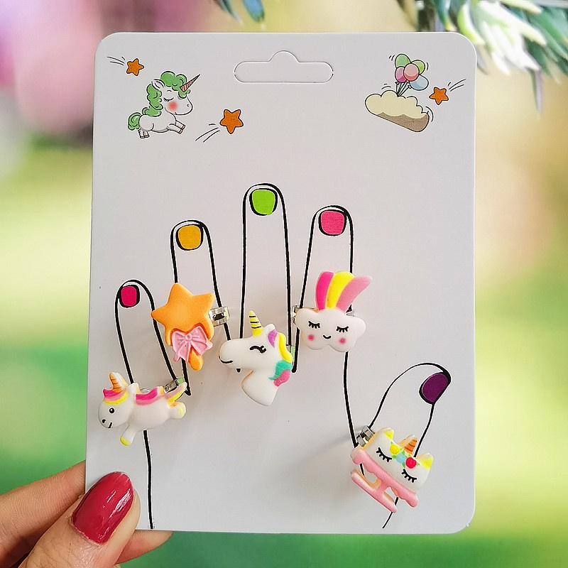 Set 5 Nhẫn Hoạt Hình Nàng Tiên Cá Cho Bé Gái