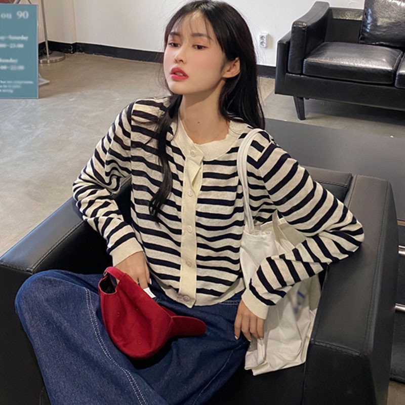 Áo Khoác Cardigan Sọc Nhiều Màu Thời Trang Cho Nữ