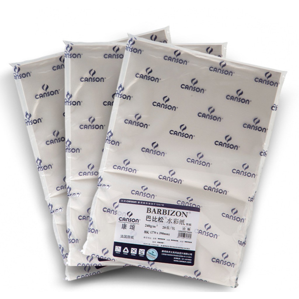 Giấy vẽ màu nước Canson 200gsm, Canson Barbizon 240gsm dùng cho cả màu bột, màu poster, than chì - MoonArt