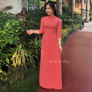 Áo dài trơn màu hồng đỗ