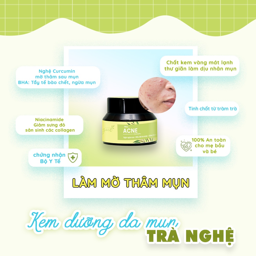 Kem dưỡng da mụn trà nghệ GUO 30g