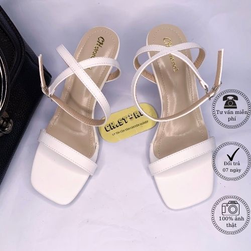 Sandal cao gót, guốc nữ 7p quai ngang - MÃ H08