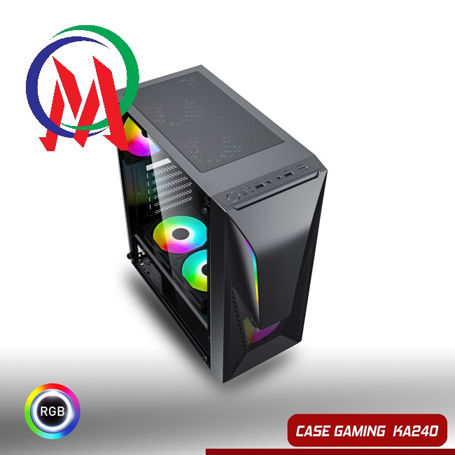 Vỏ Case máy tính gaming VSPTECH KA-240 Có Sẵn LED RGB - Hàng chính Hãng Full ATX (No Fan)