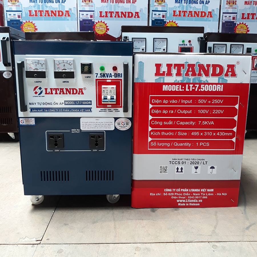 Ổn Áp Litanda 7,5KVA DRI 1 Pha Đời Mới 2021