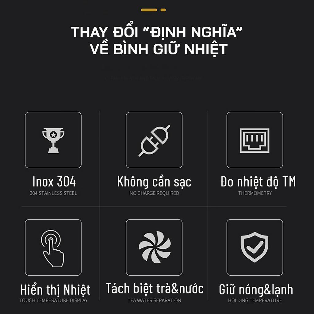 Bình giữ nhiệt Honda inox 304 hiện thị nhiệt độ thông minh dung tích 500ml