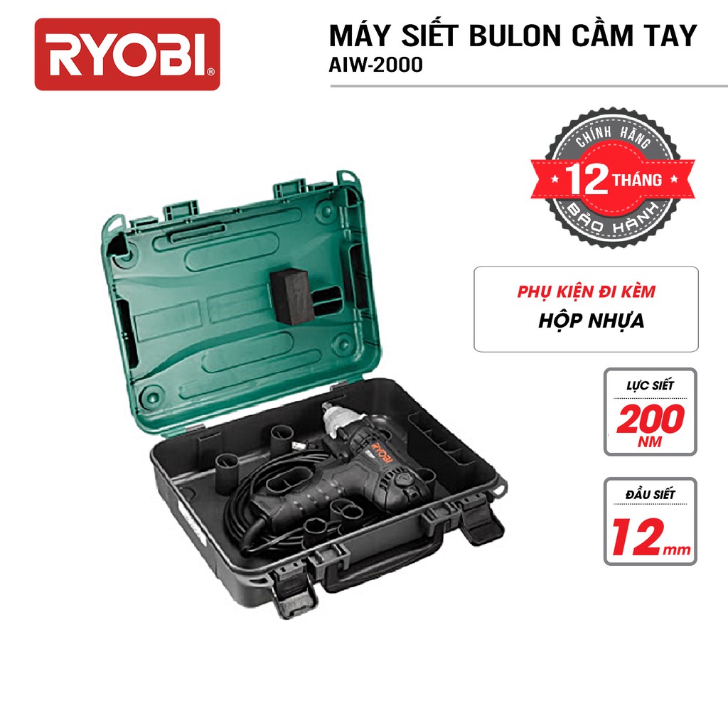 Máy siết, vặn, bắn bulong pro RYOBI (KYOCERA)- AIW-2000