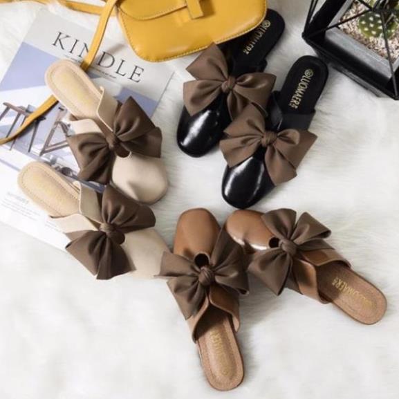 (ORDER) Dép sục da bóng nơ vải BIG SIZE 34-43 " ' , . %