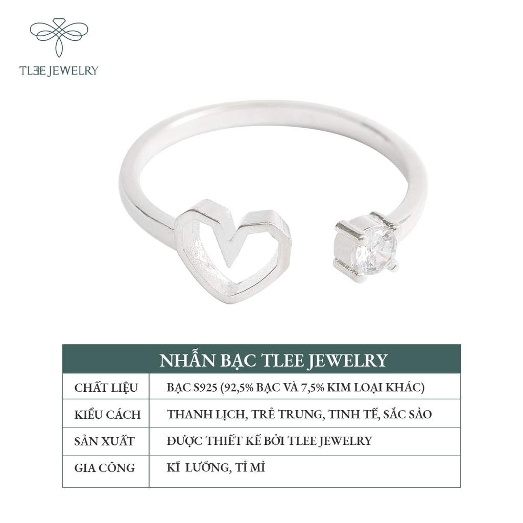 Nhẫn bạc nữ TLEE tim rỗng basic cá tính NCJ A0171