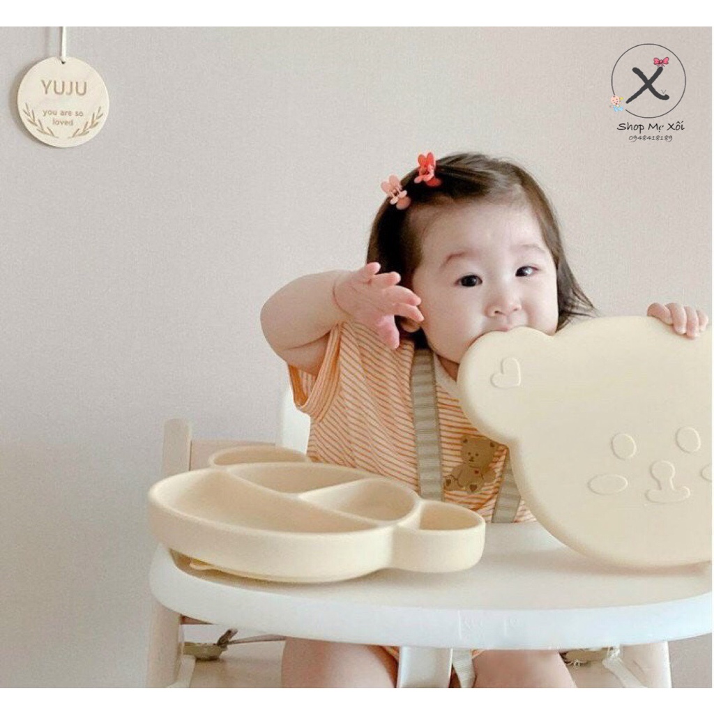 [ Chính hãng ] Khay ăn dặm gấu kèm nắp silicon siêu xịn Bar Rot