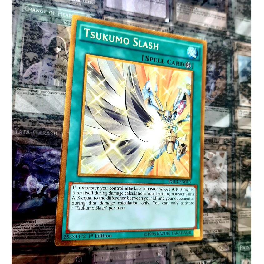 THẺ BÀI YUGIOH SPELL - Tsukumo Slash - PGL3-EN013 - Gold Secret Rare 1st Edition
