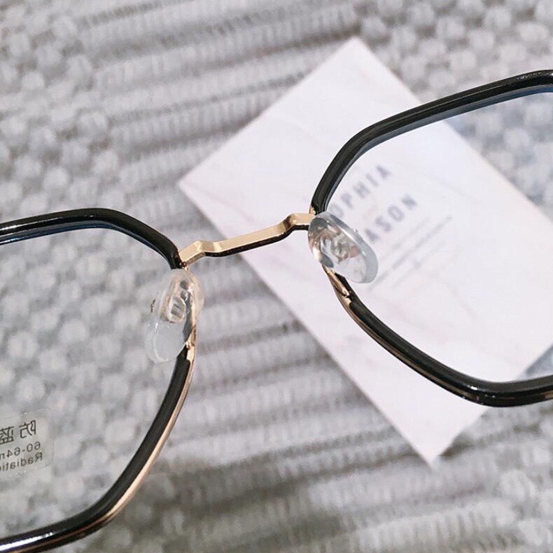 Kính giả cận nam nữ gọng tròn kim loại màu sắc thời trang mắt kính không độ chống ánh sáng xanh phong cách Hàn Quốc 073