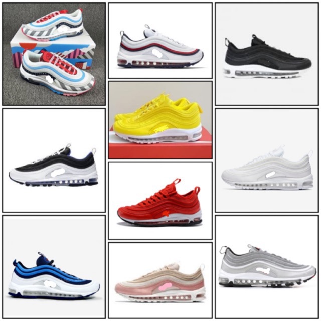 Gom Lúa Giày AirMax97 Trắng Xanh Đen Hồng