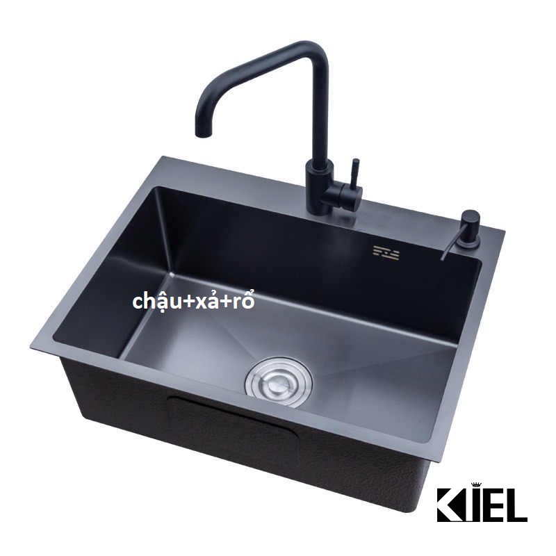 Chậu rửa bát 1 hố inox 304, chậu rửa chén đúc đơn 60x45 (tặng kèm bộ xả và rổ gác bồn)