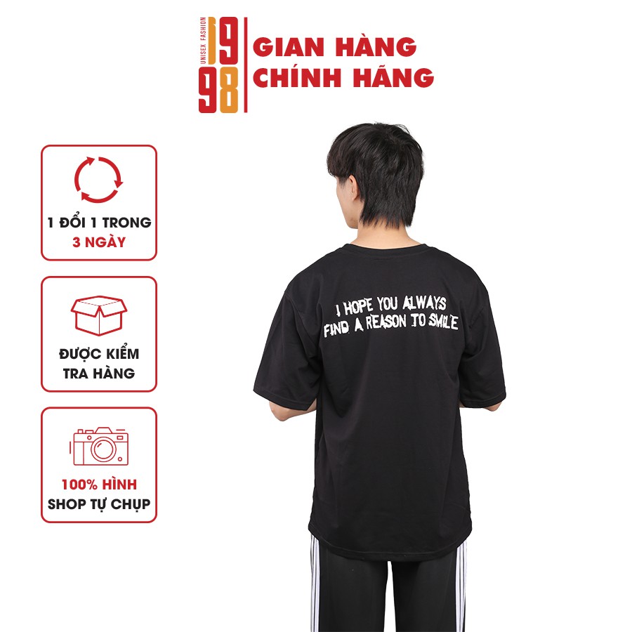 Áo thun nam nữ áo thun unisex tay lỡ form rộng đẹp in hình mặt cười thương hiệu 1998 | BigBuy360 - bigbuy360.vn