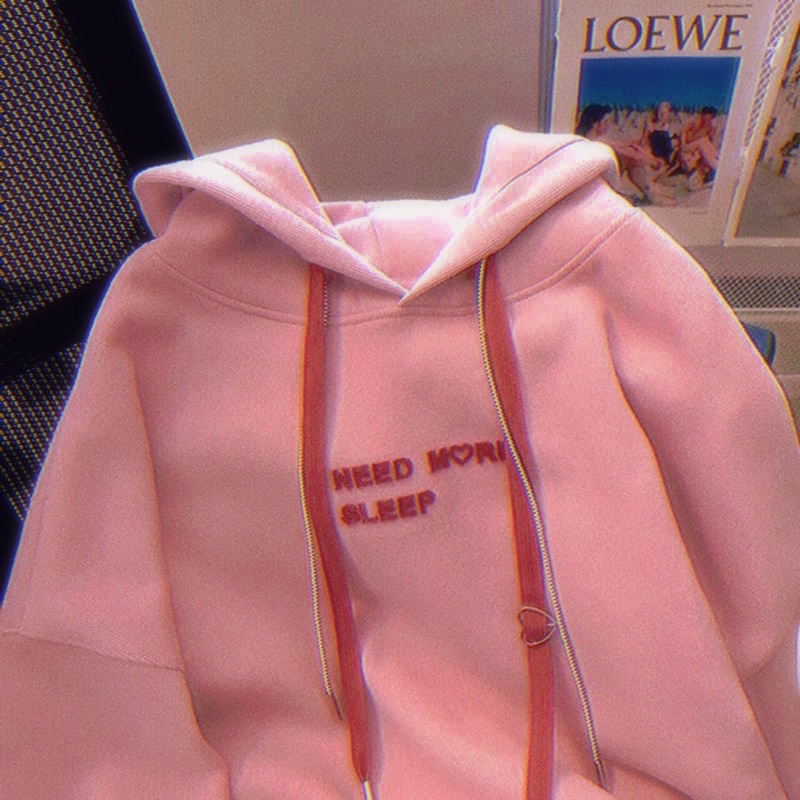 🍃🍃ÁO NỈ HỒNG HOODIE THÊU CHỮ 🍃🍃