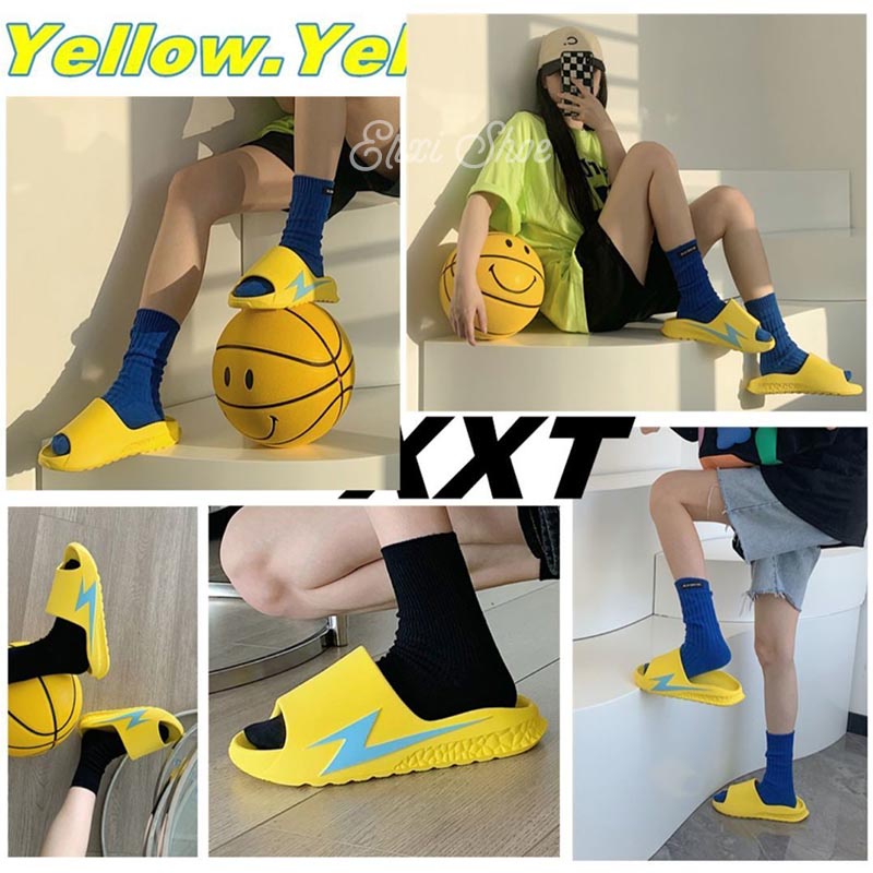 Oeggeo Dép Đế Bằng Họa Tiết Sấm Sét Cho Nam Và Nữ Lau Nhà