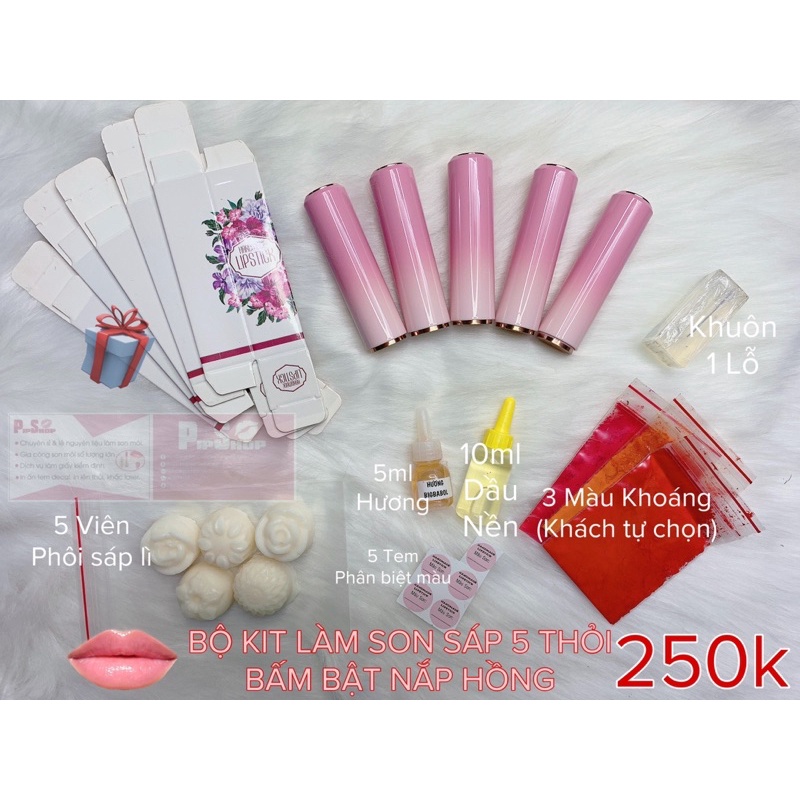 BỘ KIT LÀM SON SÁP 5 THỎI HANDMADE.