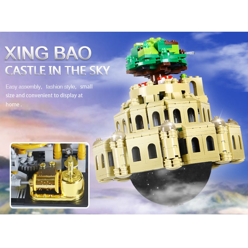 Đồ chơi Lắp ráp Mô hình Creator Castle in the sky Hộp nhạc Lâu đài Bay Laputa BAY LAPUTA Xingbao 05001