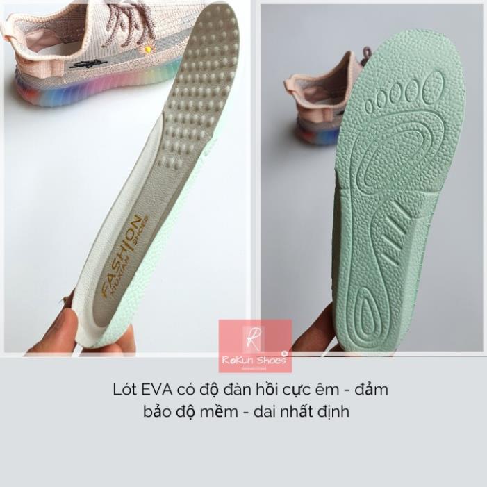 Giày thể thao nữ ROKUN9 đế 7 màu cao 4cm vải mềm thoáng khí mẫu mới 2020 phối mọi đồ cá tính đi chơi chạy bộ tập Gym >