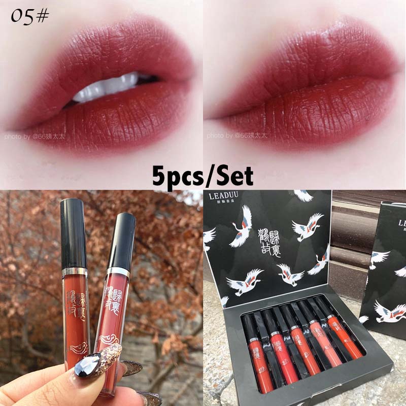 5pcs Lip Glaze Set Moisturizing Non-stick Cup Matte Liquid Lipstick Makeup