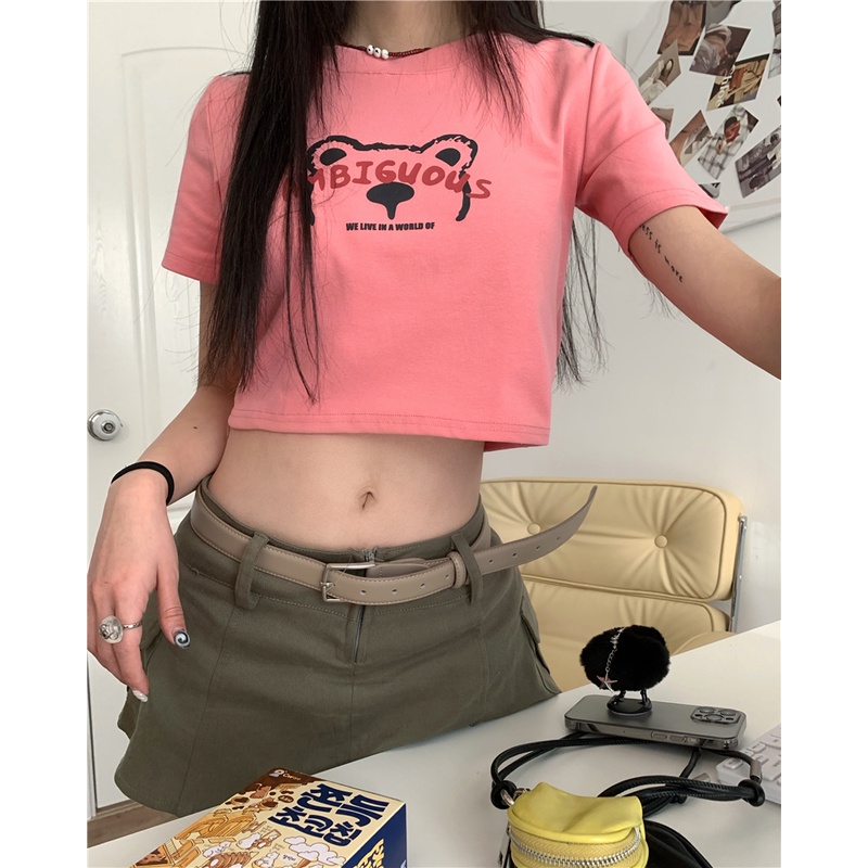 Áo Thun Nữ Ngắn Tay In Hình Gấu 49397