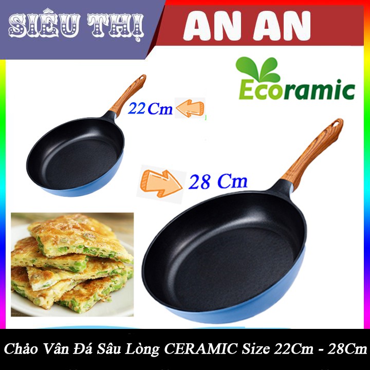 Chảo Đúc CERAMIC đáy từ sâu lòng Size 22 - 28 Cm