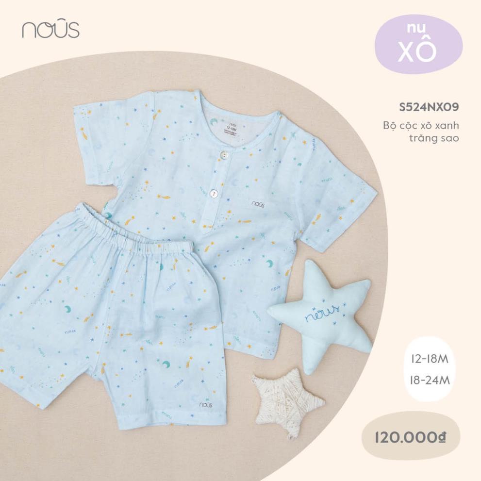 Bộ Quần Áo Cộc Bổ Trụ Cao Cấp Nous - Chất Liệu Nu Xô Mềm (Size Từ 12-24M)