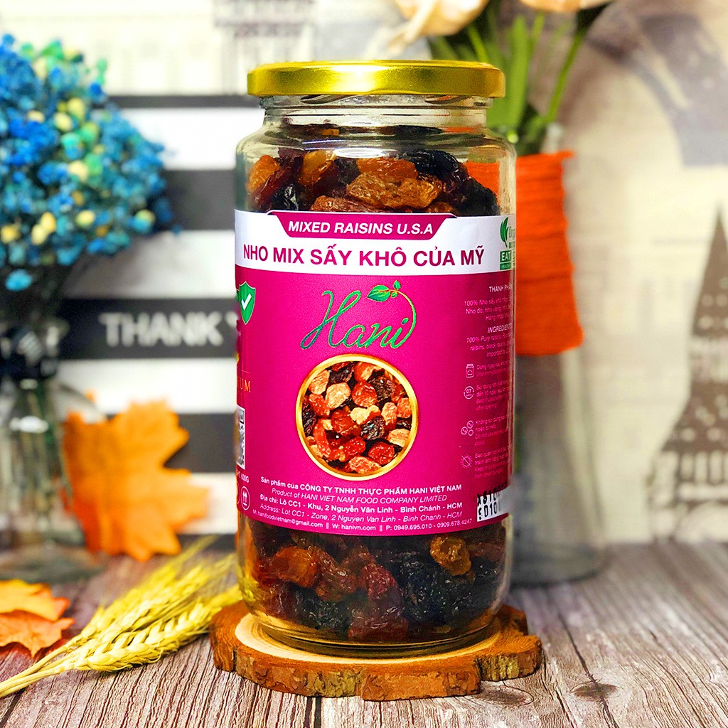 Nho khô Không đường sấy mọng Chua ngọt tự nhiên 600g - Da đẹp sáng mịn - Nhập khẩu Mỹ  🍇 Hani Healthy Food