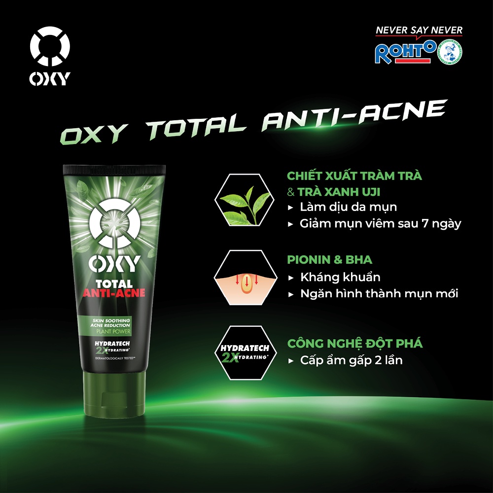 Kem rửa mặt sạch khuẩn mụn kiểm soát nhờn OXY Total Anti Acne 100g