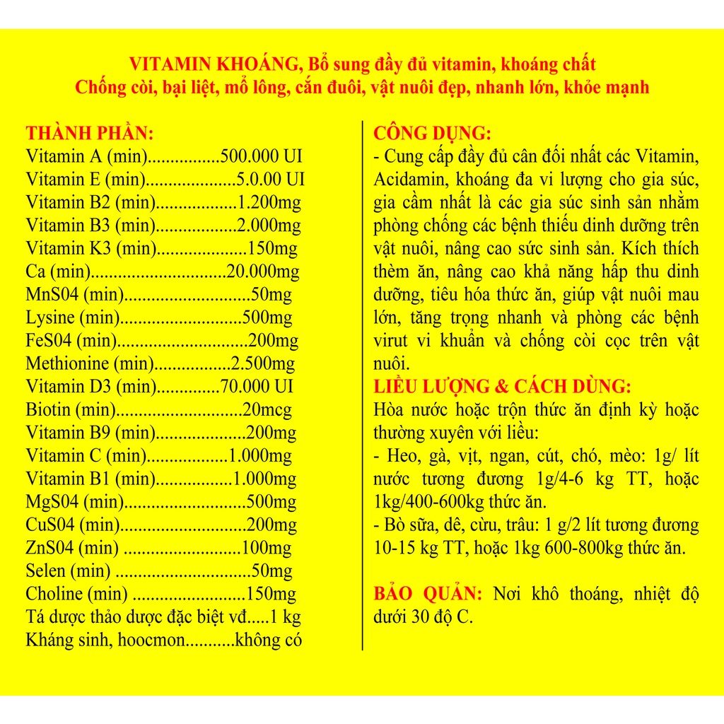 1 gói  VITAMIN KHOÁNG 100g
