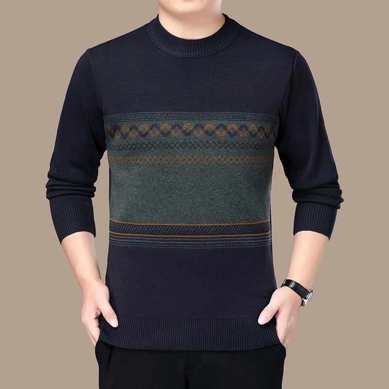 Áo Sweater Cổ Tròn Thời Trang Thu Đông Cho Đàn Ông Trung Niên