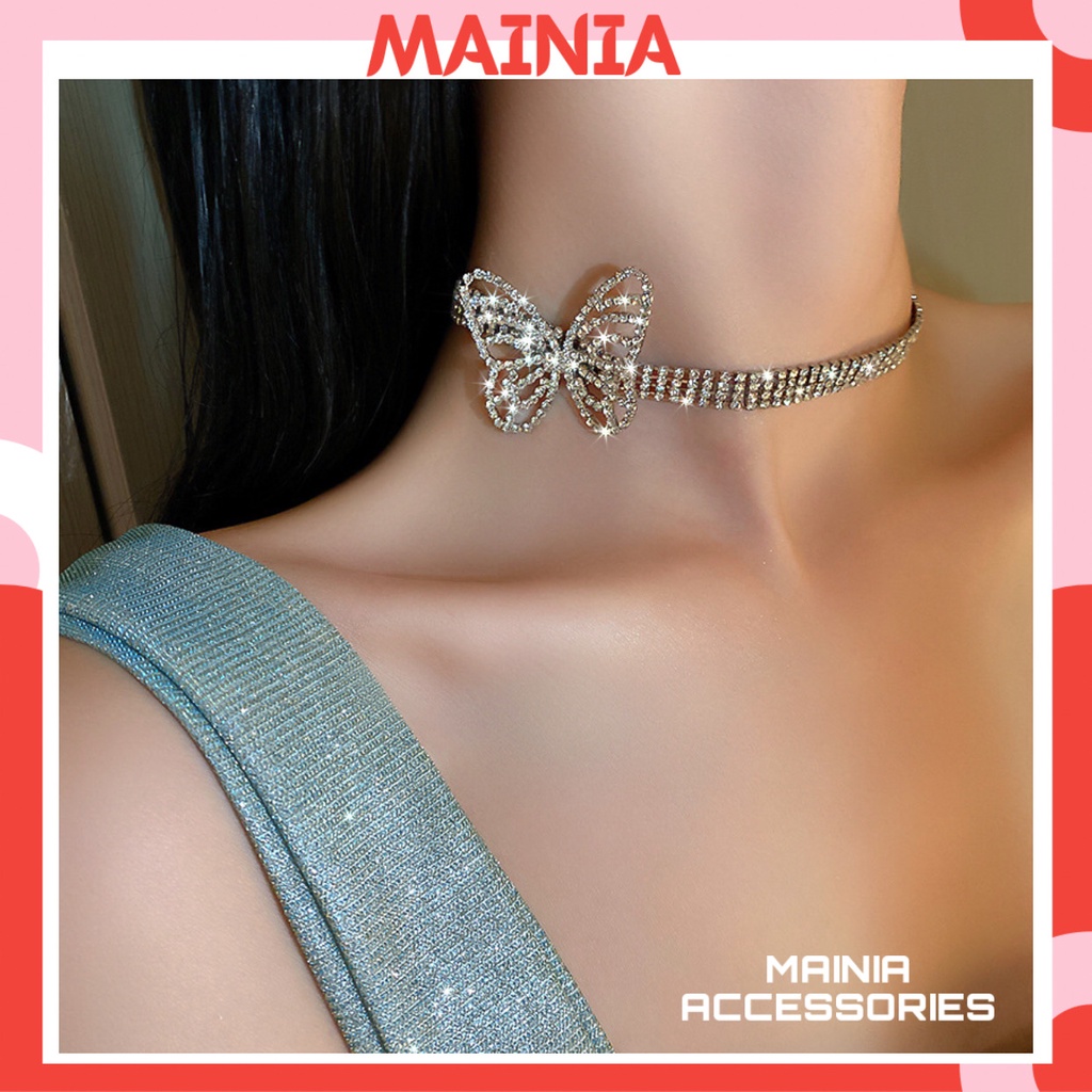 Choker Vòng Cổ Butterfly Đính Đá Cao Cấp Siêu Đẹp Sang Chảnh Dự Tiệc Mainia Shop