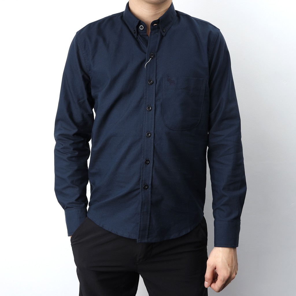 Áo sơ mi nam dài tay AB cao cấp màu XANH ĐEN vải Oxford The Men Show