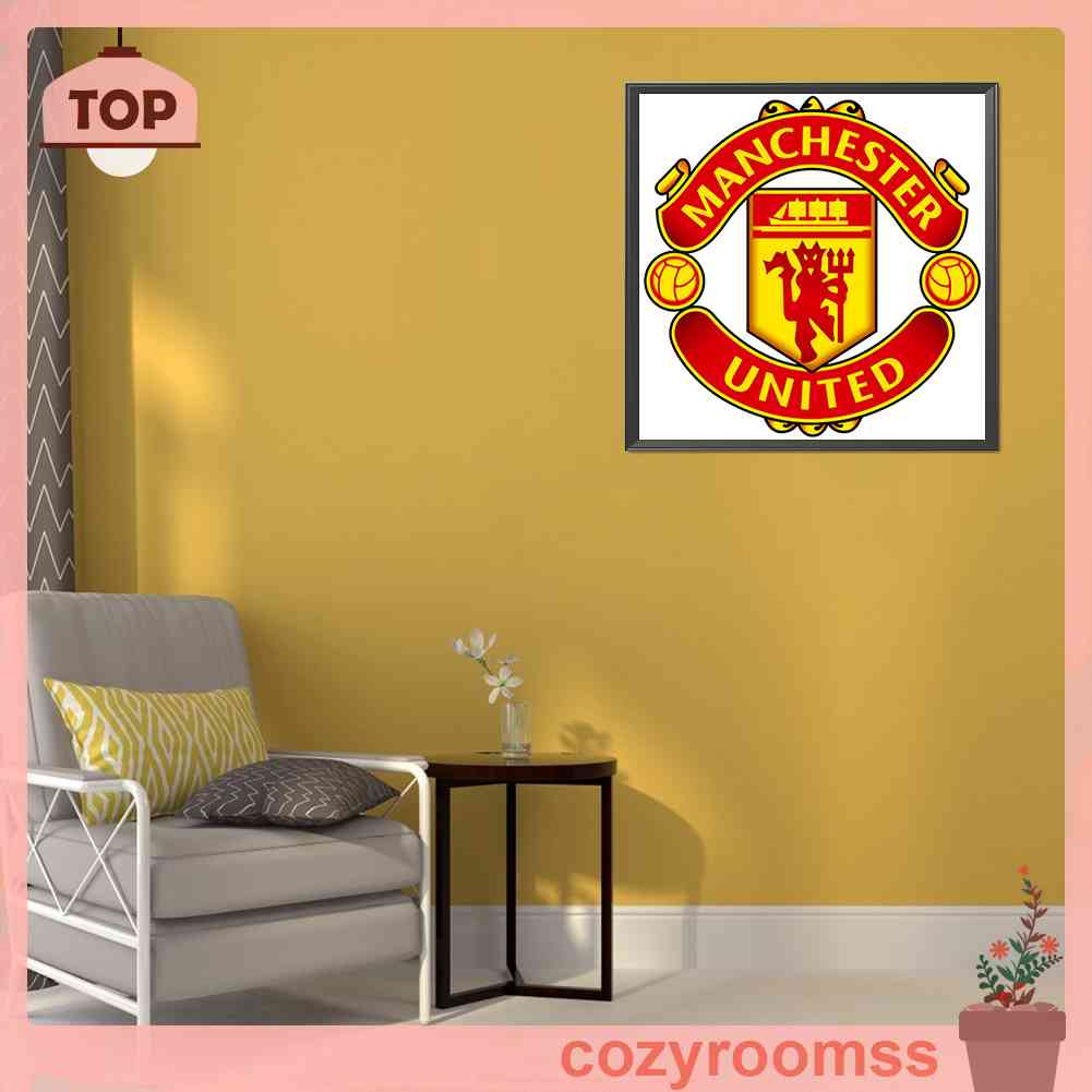 Tranh Đính Đá Kim Cương Toàn Bộ 5D DIY Hình Vẽ Huy Hiệu Manchester United