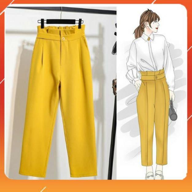 Quần baggy nữ cạp cao xếp ly sang chảnh [Hàng VNXK] chất vải tuyết mưa Hàn mát lạnh - siêu tôn dáng | BigBuy360 - bigbuy360.vn