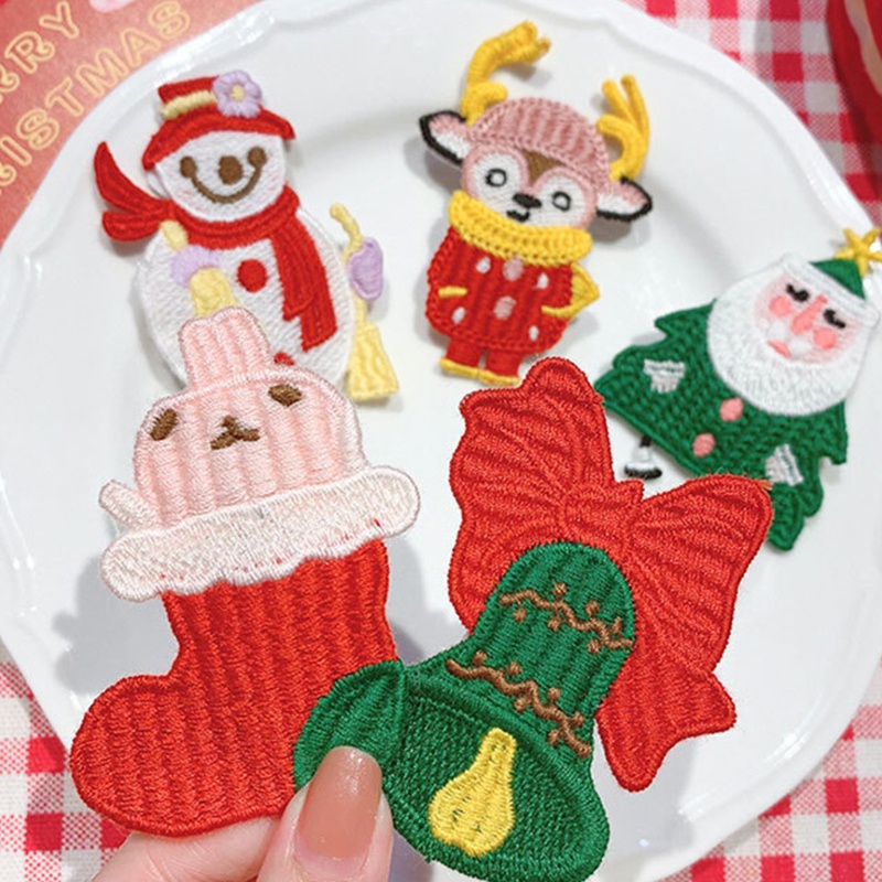 Kẹp Tóc Vải Dệt Kim Chủ Đề Giáng Sinh Đáng Yêu