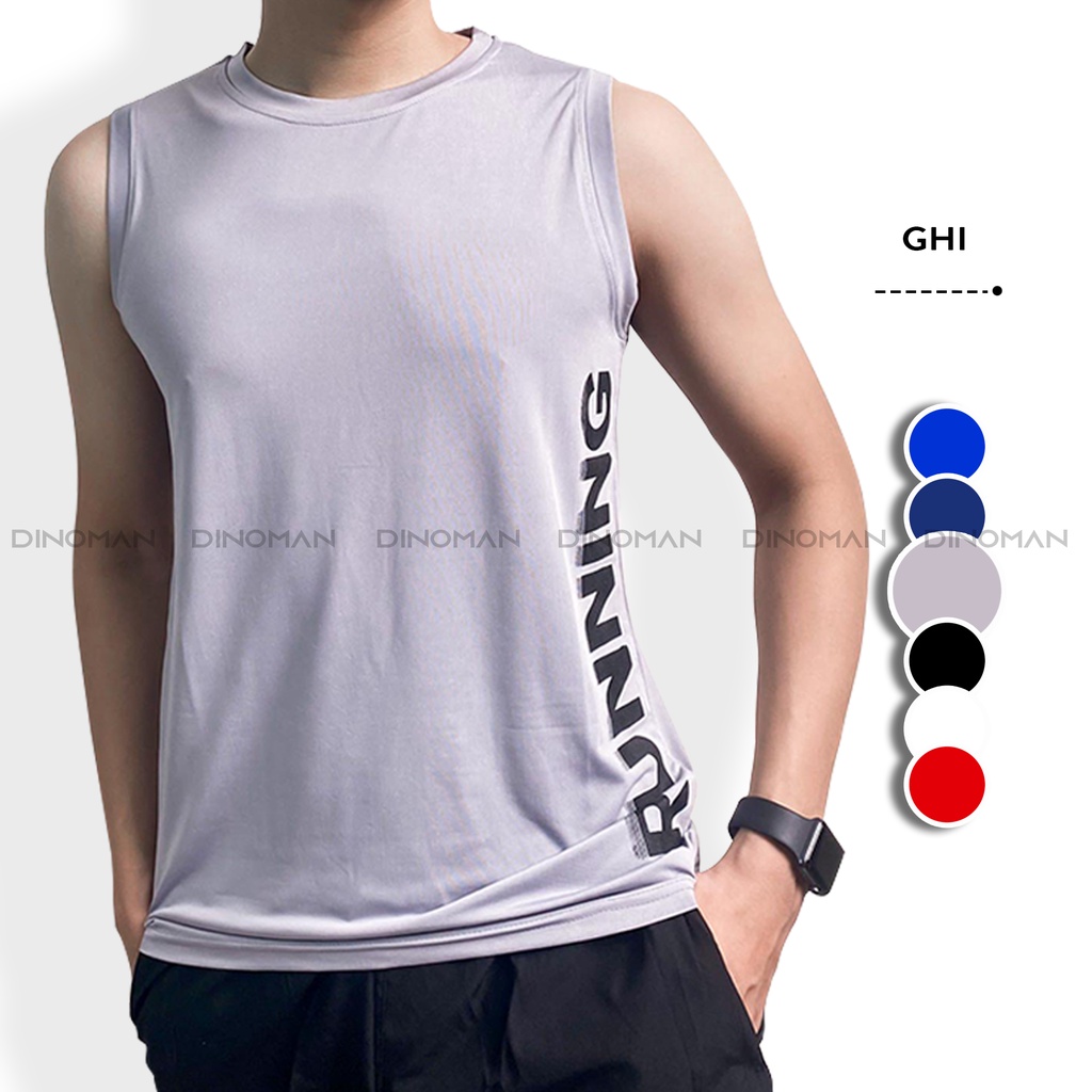 Áo ba lỗ nam DINOMAN Áo tanktop sát nách nam RUNNING Vải Thun Co Giãn 4 Chiều