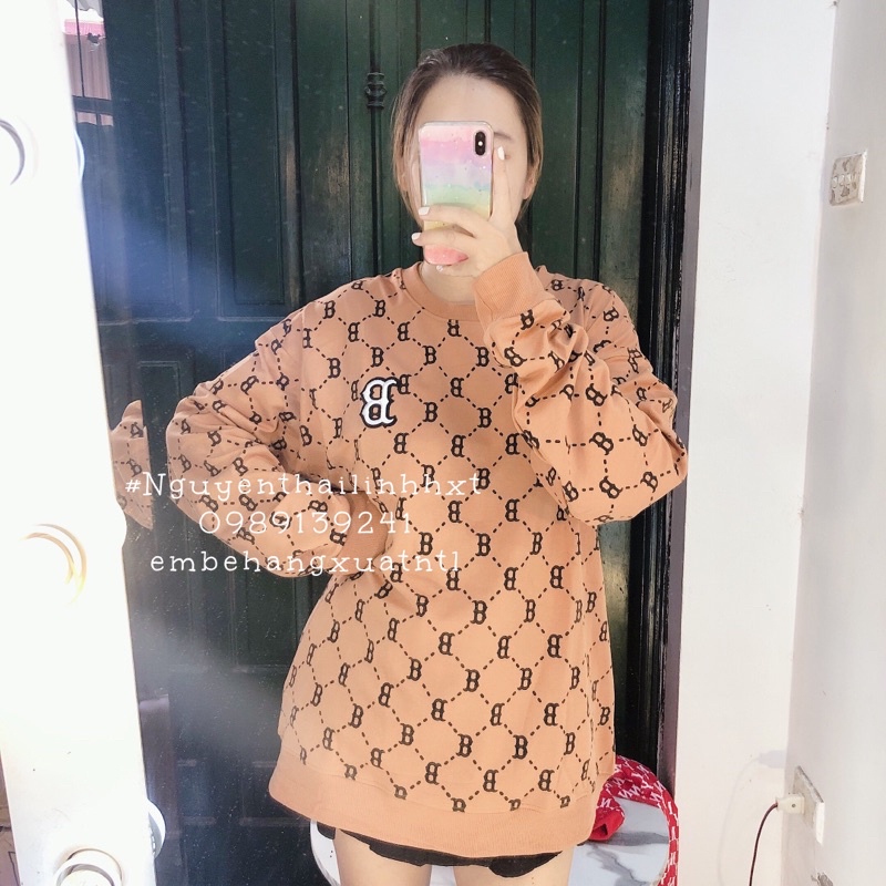 Áo nỉ sweater NY MLB diamond monogram thêu tay dài cổ tròn | BigBuy360 - bigbuy360.vn